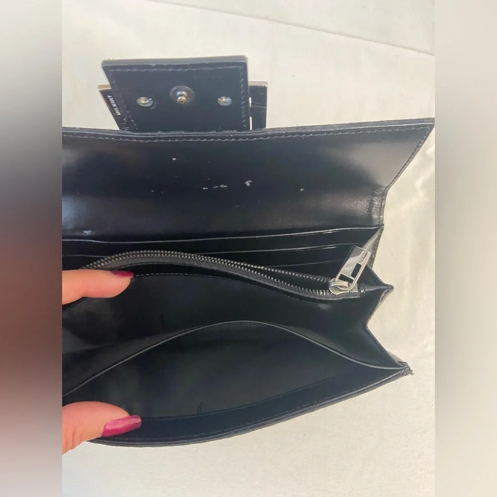 Authentic FENDI Zucchino Print Canvas Leather Black Long Wallet 8M0021 - Picture 11 of 16